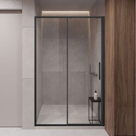 Душевая дверь Slim-U VDS-2SU120CLB, 1200, м.черный, стекло прозрачное, артикул VDS-2SU120CLB