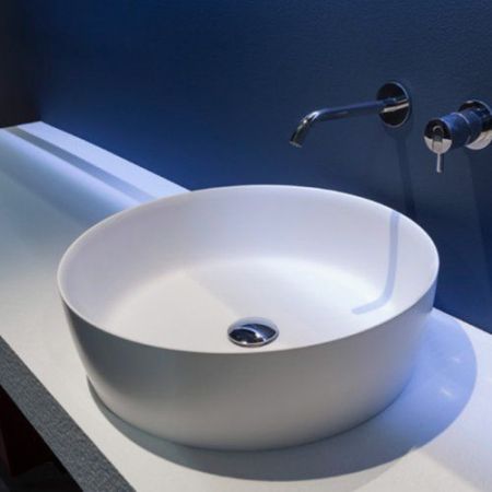 ANTONIO LUPI CATINO Раковина Ø500х150 мм., для установки на столешницу, с самотечным донным клапаном и фитингом для сифона, Flumood, цвет белый