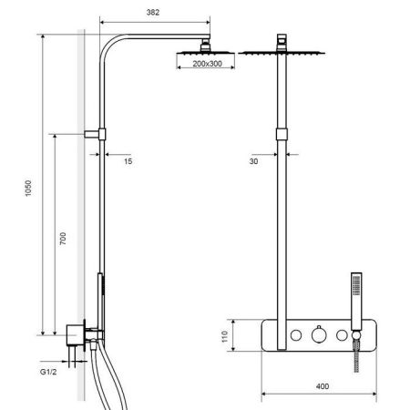 Термостатическая душевая система скрытого монтажа EXCELLENT Rain Krotos AREX.8081CR (хром), артикул AREX.8081CR
