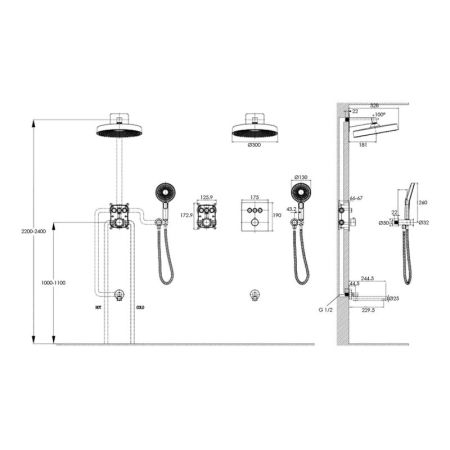 Душевая система встраиваемая с термостатом Bronze de Luxe OMG! 1011W, белый, артикул 1011W