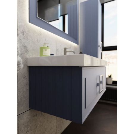 Тумба под раковину подвесная La Fenice Cubo FNC-01-CUB-BG-100, синяя, артикул FNC-01-CUB-BG-100