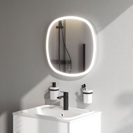 M8FMOX0551WGS Зеркало универсальное с контурной LED-подсветкой, ИК- сенсором, квадрат, 55 см, артикул M8FMOX0551WGS