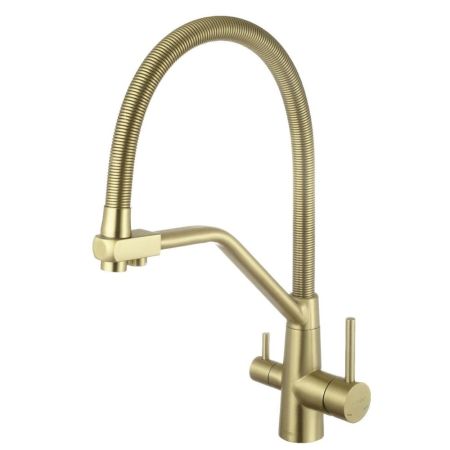 Смеситель для кухни с подключением к фильтру Fmark FS0762C, матовое золото