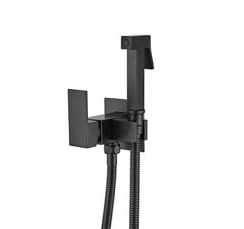 AQG, комплект гигиенического душа ARES со смесителем на холодную и горячую воду, цвет черный матовый