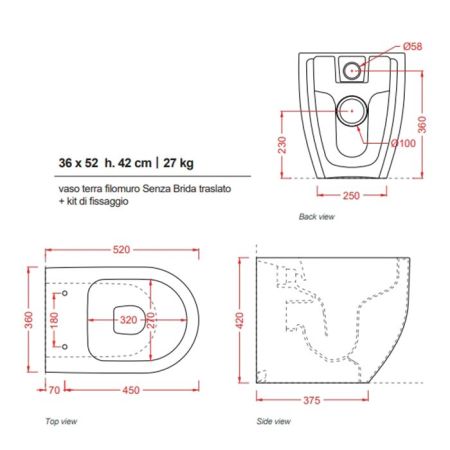 Artceram MONET Унитаз напольный приставной Rimless 36х52 см, цвет белый глянцевый, артикул MNV002 01 00