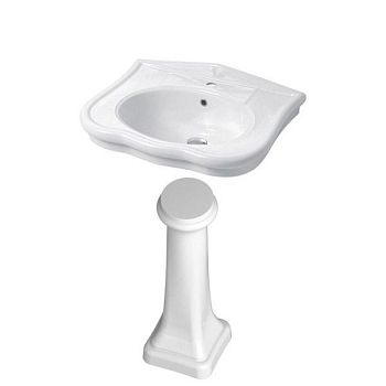 DС Paolina, раковина 71х54хh27,5 см, c 1 отверстием и пьедесталом, цвет белый глянцевый