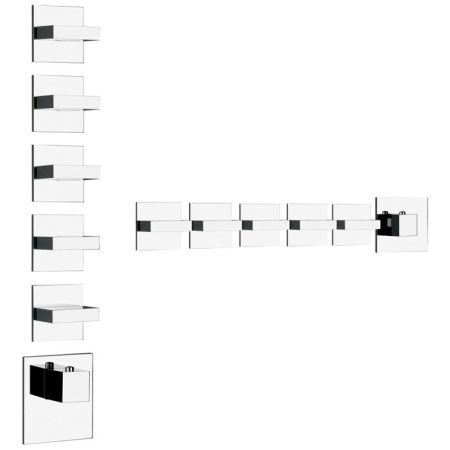 Gessi Rettangolo Встраиваемый термостат, подключение на 3/4”, с 5ю независимыми выходами(внешние части), цвет: хром, артикул 43220#031