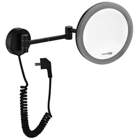 Косметическое зеркало WasserKRAFT K-1004BLACK с подсветкой с увеличением Черное