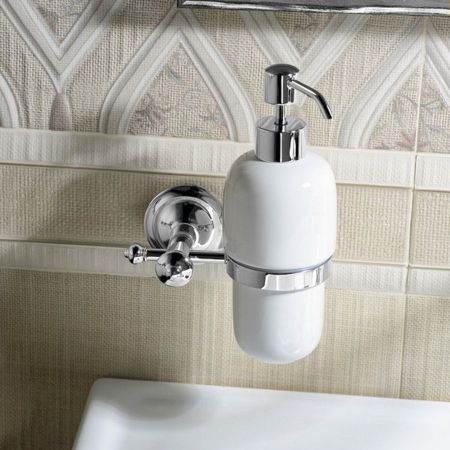 Дозатор ASTOR керамический, 230мл с держателем, хром, Sapho