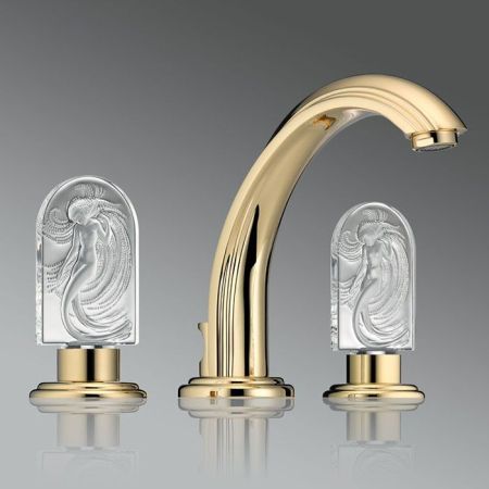 THG NAIADE Смеситель для раковины на 3 отверстия, с донным клапаном, цвет Soft gold, артикул A2F-F30-151