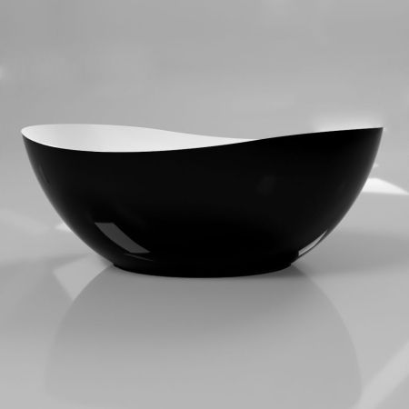 Ванна WHITECROSS Ruby 165x75 (черный/белый глянец) иск. камень, артикул 0202.165075.10100