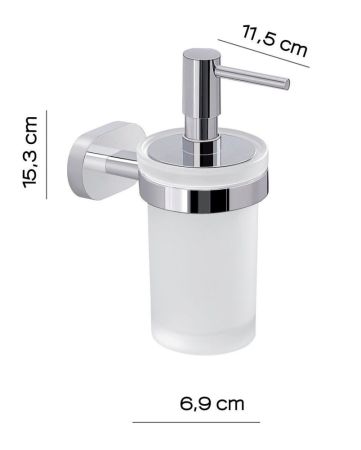 Gedy Bernina, настенный стеклянный дозатор c пластиковой помпой, цвет хром, артикул BE81(13)
