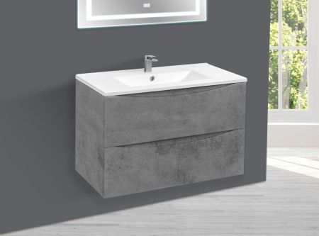 База под керамическую раковину Mia 750 подвесная, 2 выкатных ящика soft close, Beton, артикул VMC-2MC750BT