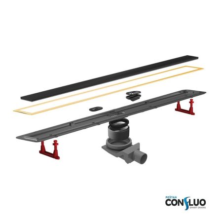 Душевой лоток Pestan Confluo Premium Line 650 Black Glass Gold, артикул 13100116