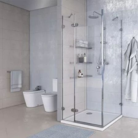 Душевой уголок Акватон Lax Sqr 100x100 L профиль Хром стекло прозрачное, артикул 1AX019SSXX000