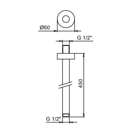 FANTINI Держатель верхнего душа 450 мм., потолочный монтаж, цвет хром, артикул 86 02 9237