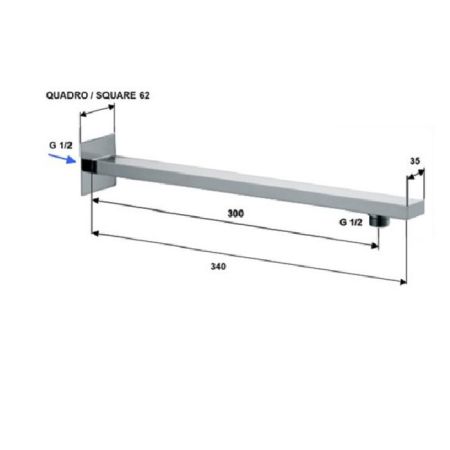 Daniel Docce Держатель душевой лейки настенный прямоугольной формы 30 см, хром, артикул A553 30см