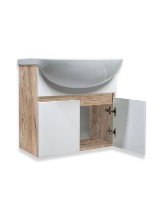Тумба Runo Лада 50 подвесная крафтовый дуб под умывальник 00000000152 (Уют 50) (00-00001370), артикул 00-00001370