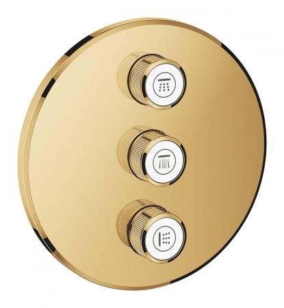 Комплект верхней монтажной части для вентиля GROHE Grohtherm SmartControl на три выхода, круглая розетка, холодный рассвет глянец (29122GL0), артикул 29122GL0