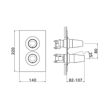 Смеситель для душа, Cisal, Vita, тип регулирования воды-термостатический картридж, монтаж-настенный встраиваемый, внутренняя часть-необходимо заказать, цвет-черный матовый, артикул VI0BT03040