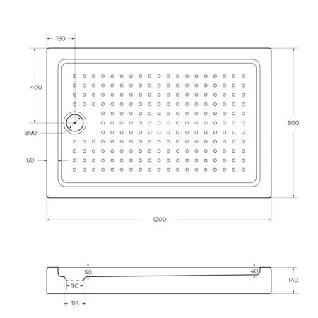 АКРИЛОВЫЙ ПОДДОН CEZARES TRAY-A-AH-15-W, артикул TRAY-A-AH-120/80-15-W0