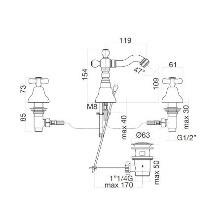 Смеситель для биде Webert Armony AM710202010, золото