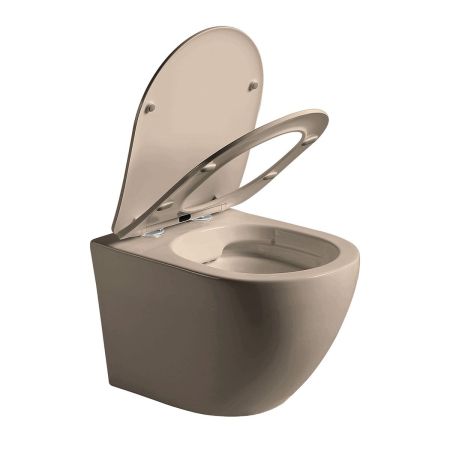 Унитаз подвесной Globo VT1-14SMC безободковый, цвет капучино мат., ультратонкое сиденье soft-close, артикул VT1-14SMC