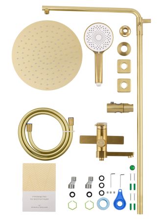 Душевая система WONZON & WOGHAND FRAME, Брашированное золото (WW-88739010-BG), артикул WW-88739010-BG