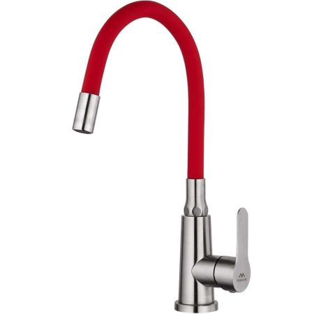 Смеситель для кухни с гибким изливом FASHUN A54301-10, сатин/красный, артикул A54301-10