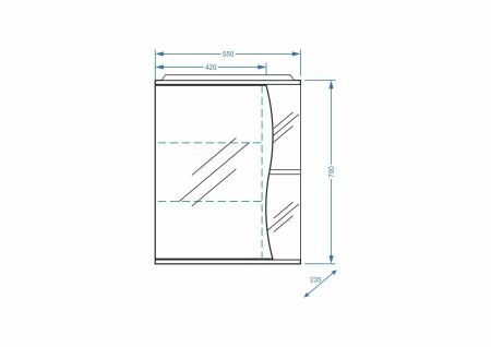 Зеркало-шкаф "Верея 55/С", левое, артикул SP-00000040