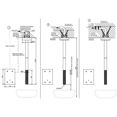 GESSI 316 INTRECCIO Смеситель для раковины потолочный, электронный, внешняя часть, цвет Steel Brushed, артикул 54124#239