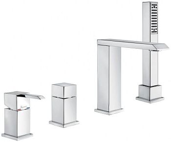 Emmevi Sicily, комплект однорычажного смесителя на борт ванны на 4 отверстия, цвет золото