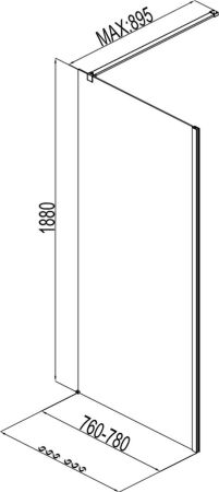 Боковая стенка Aquanet Cinetic AE12-F-80H190U-CT 800, прозрачное стекло, артикул AE12-F-80H190U-CT