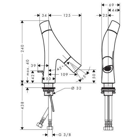 AX Starck Organic Смеситель для раковины 50, цвет шлифованная медь