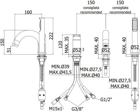 Смеситель на борт ванны Paffoni Joker JK040LCR, артикул JK040LCR