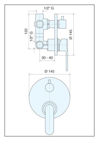 Emmevi Nefer, встраиваемый смеситель для душа на 3 выхода, с дивертером, цвет черный/карбон, артикул 77029NCA