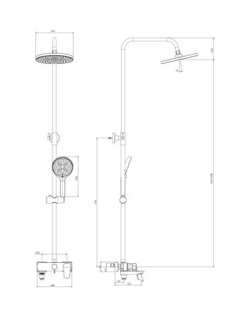 Душевая система со смесителем DQ Hamburg хром (DA1743701), артикул DA1743701
