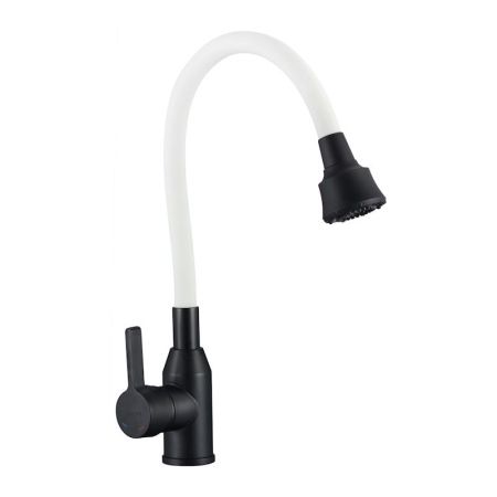 Смеситель для кухни с гибким изливом и режимом душ Fmark FS8266H-02, черный/белый, артикул FS8266H-02