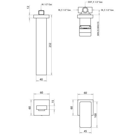 Bongio Reef Встраиваемый смеситель для раковины, цвет хром, артикул 53538CR22PR