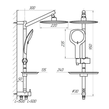 Душевая стойка Сантаком stOmega 1787, хром, артикул 1787