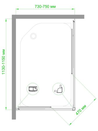 Душевой уголок RB HPD-T-BL 75х115х185 (прозрачное), артикул RB11575HPD-T-BL