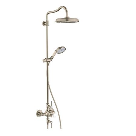 AX Montreux Душевая система с термостатом и верхним душем 1jet, настенный монтаж, цвет: шлифованный никель