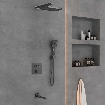 Душевой комплект VSFW-4311GM встраиваемый, 3 режима, вороненая сталь, артикул VSFW-4311GM