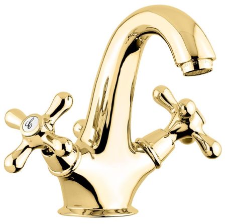 Смеситель Deco Classic с донным клапаном для раковины, цвет золото, артикул 12013OR