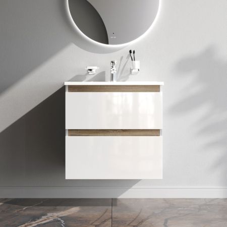 M85AFHX0652WG X-Joy, База под раковину, подвесная, 65 см, 2 ящика, белый глянец, артикул M85AFHX0652WG