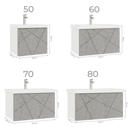 Тумба под раковину подвесная VIGO Geometry 033 бетон, 60 см, артикул 033 бетон