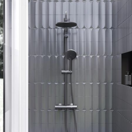 977800300 Jupiter душевая система со смесителем с термостатом чёрный, артикул 977800300