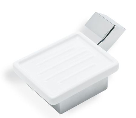 Stil Haus Fluid, настенная керамическая мыльница, цвет хром - белая керамика, артикул FL09(08-BI)