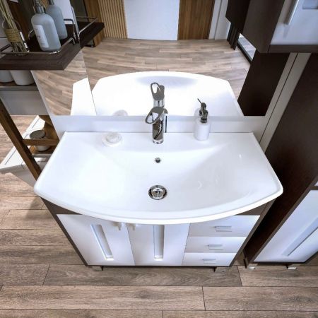 Комплект мебели для ванной Бриклаер БАЛИ 85RV, венге/белый, артикул БАЛИ 85RV