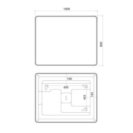 Зеркало с подсветкой IDDIS Uniq 3 в 1, два навеса, 100/80 см (UNI1080i98), артикул UNI1080i98